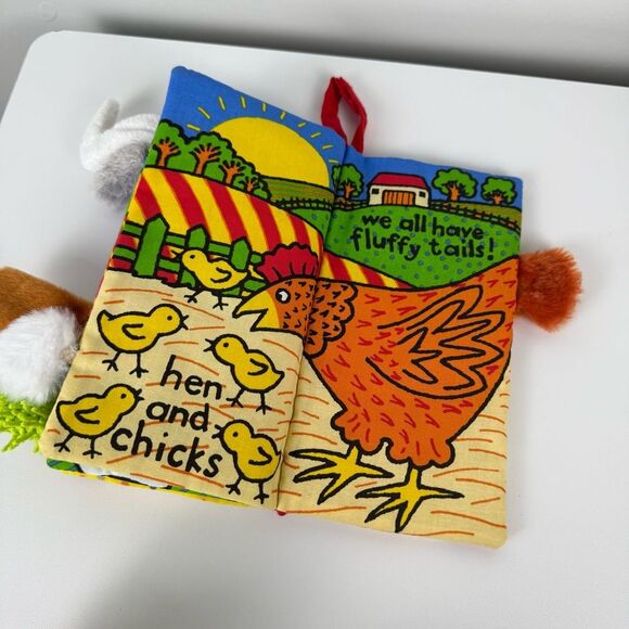 JellyCat Fluffy Tails Book Infants Baby Toys Crinkly - Picture 2 of 9